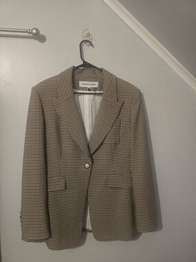 Veronica Beard Women's  Tan and Black Houndstooth Blazer